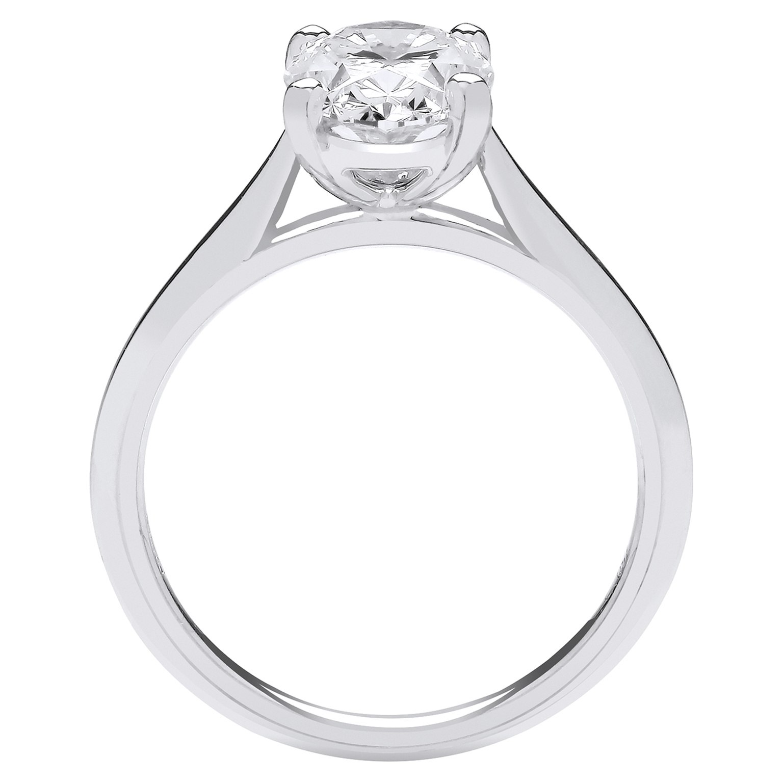 2 carat oval diamond ring side view