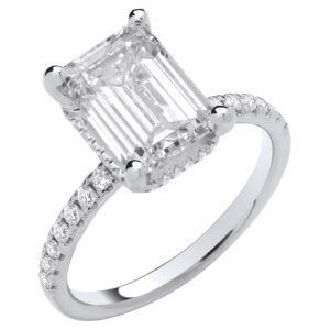 3.30 Carat Lab Grown Emerald Diamond Engagement Ring – 18ct White Gold