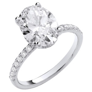3.28 Carat Lab Grown Oval Diamond Engagement Ring – 18ct White Gold