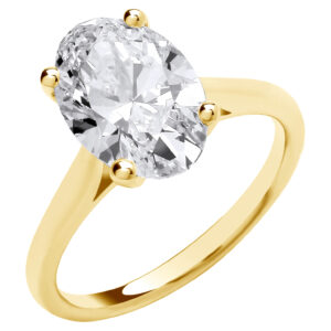 3.00 Carat Lab Grown Oval Diamond Engagement Ring – 18ct Yellow Gold