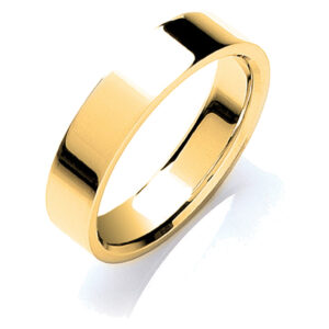 5mm Flat Court Shape Wedding Band – 18ct Yellow Gold