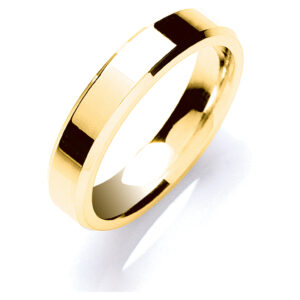 4mm Flat Court Bevelled Edge Wedding Band – 18ct Yellow Gold
