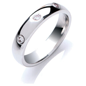 4mm Court Natural Diamond Wedding Band – 18ct White Gold