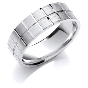 6mm Flat Court Squared Grooves Matt Finish – 18ct White Gold