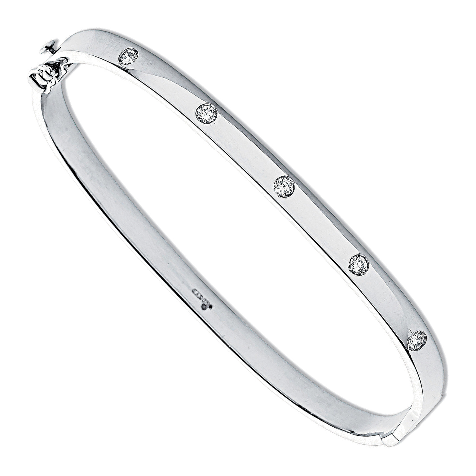 9ct White Gold bracelet with 0.20 carat natural diamond, SI/G/H