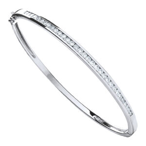 9ct White Gold bracelet with 1.00 carat natural diamond, SI/G/H