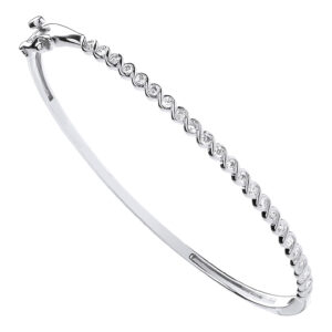 9ct White Gold bracelet with 0.50 carat natural diamond, SI/G/H