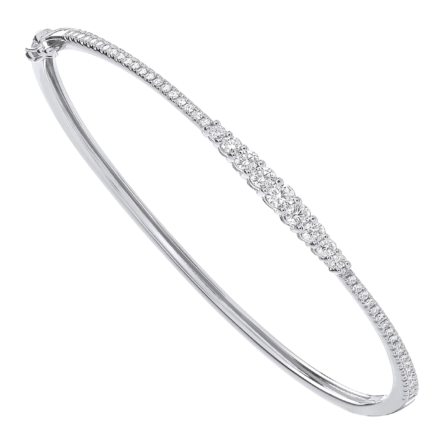 9ct White Gold bracelet with 0.87 carat natural diamond, SI/G/H