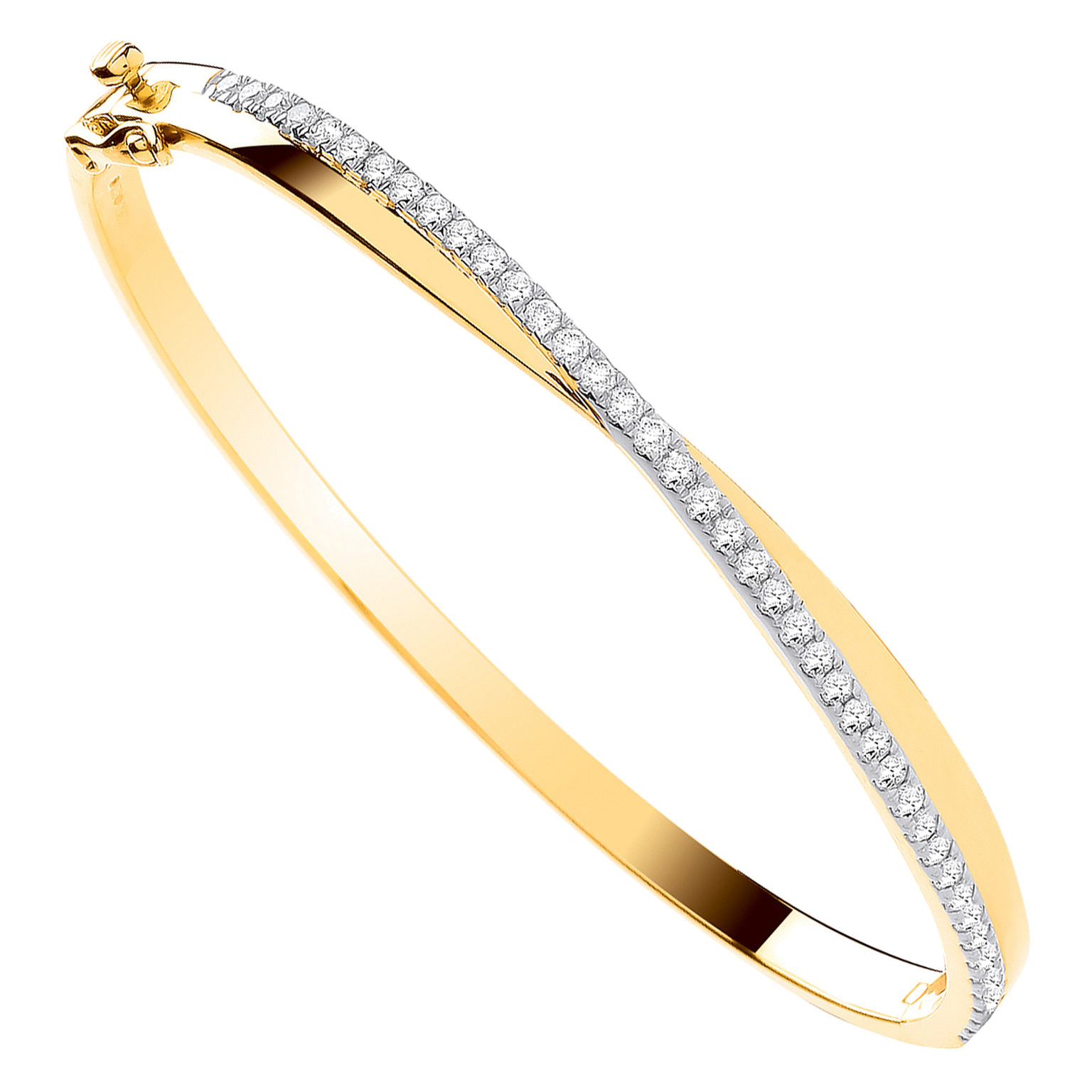 9ct Yellow Gold bracelet with 1.00 carat natural diamond, SI/G/H