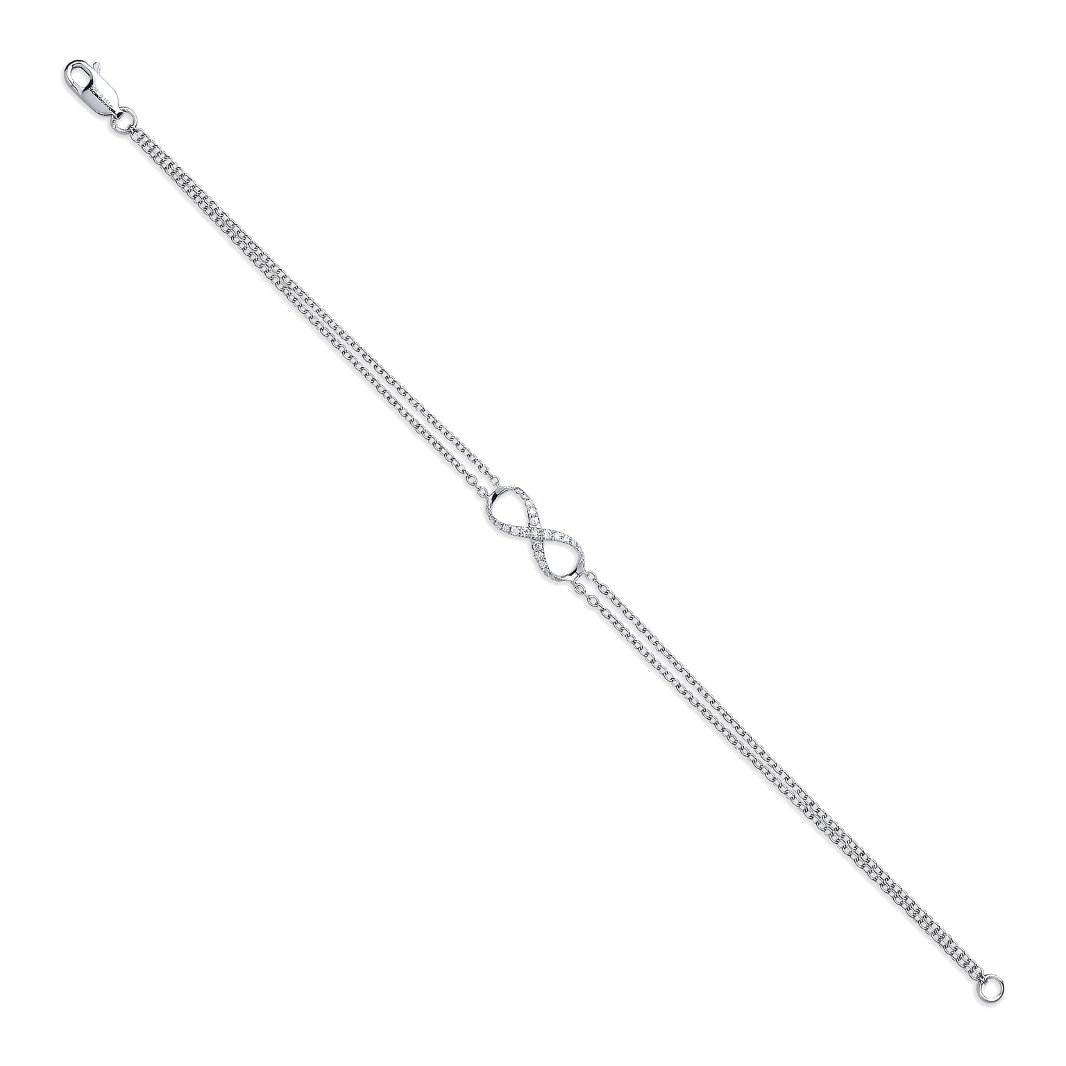 9ct White Gold bracelet with 0.15 carat natural diamond, SI/H