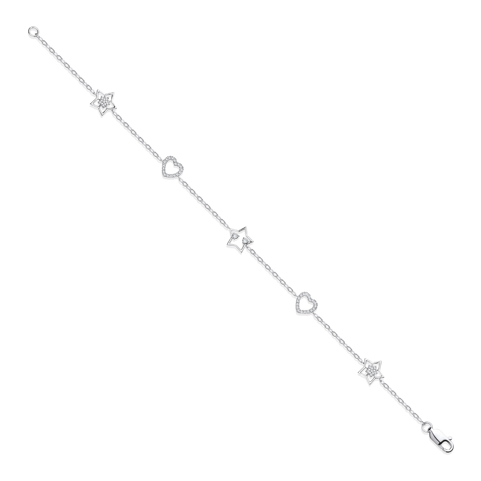 9ct White Gold bracelet with 0.25 carat natural diamond, SI/G/H