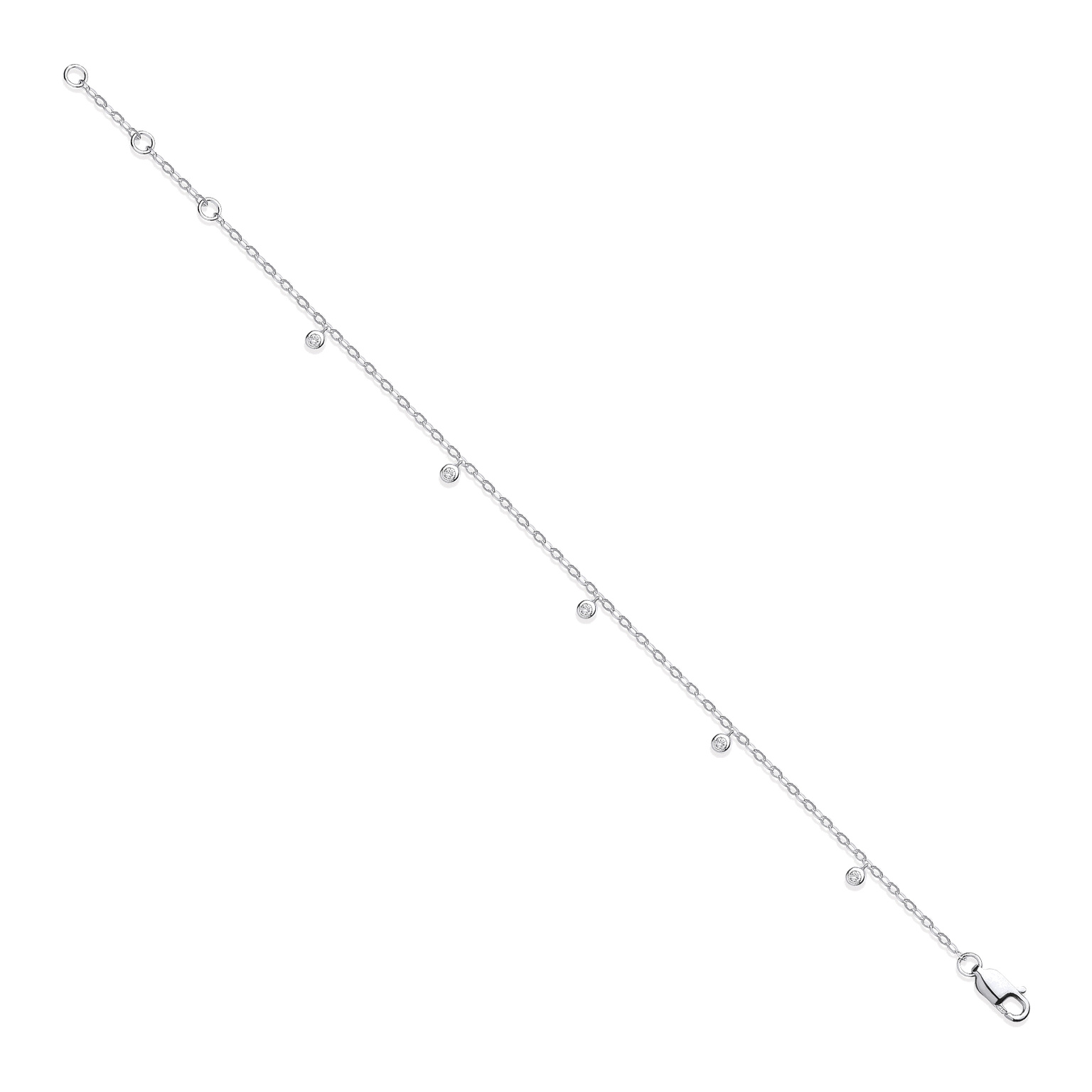 9ct White Gold bracelet with 0.10 carat natural diamond, SI/G/H
