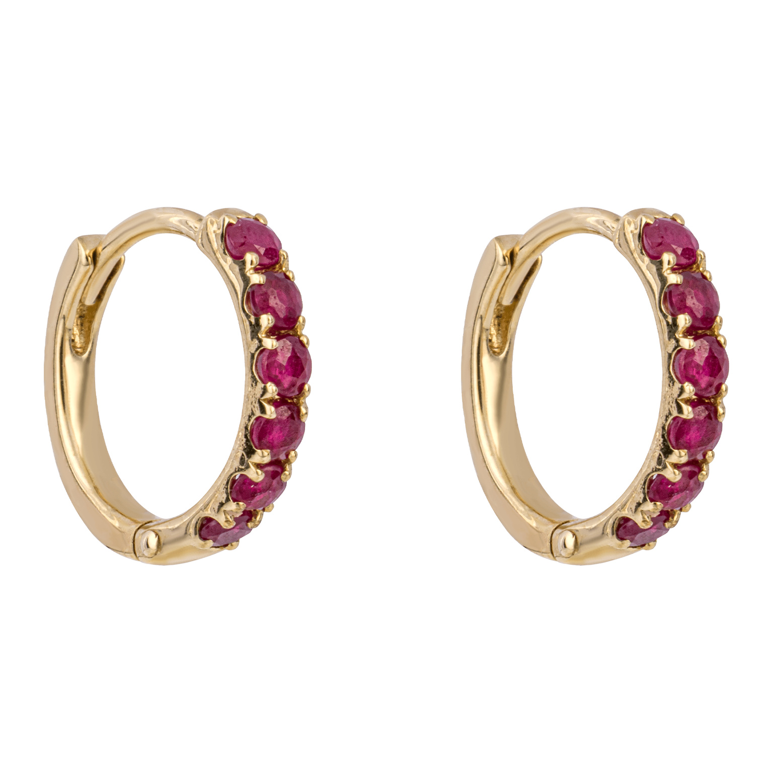 9ct yellow gold hoop earrings with ruby