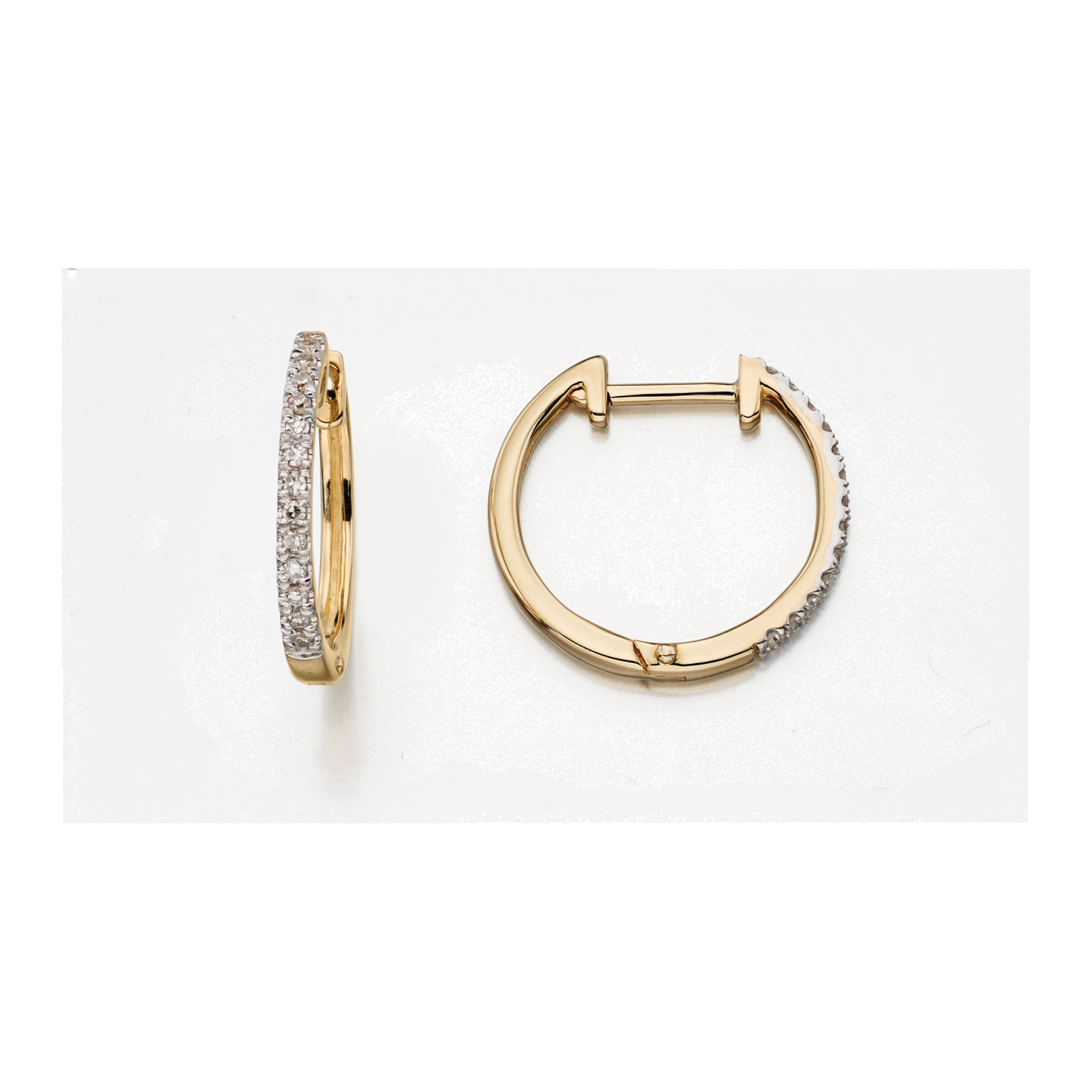 9ct yellow gold huggie earrings with diamonds