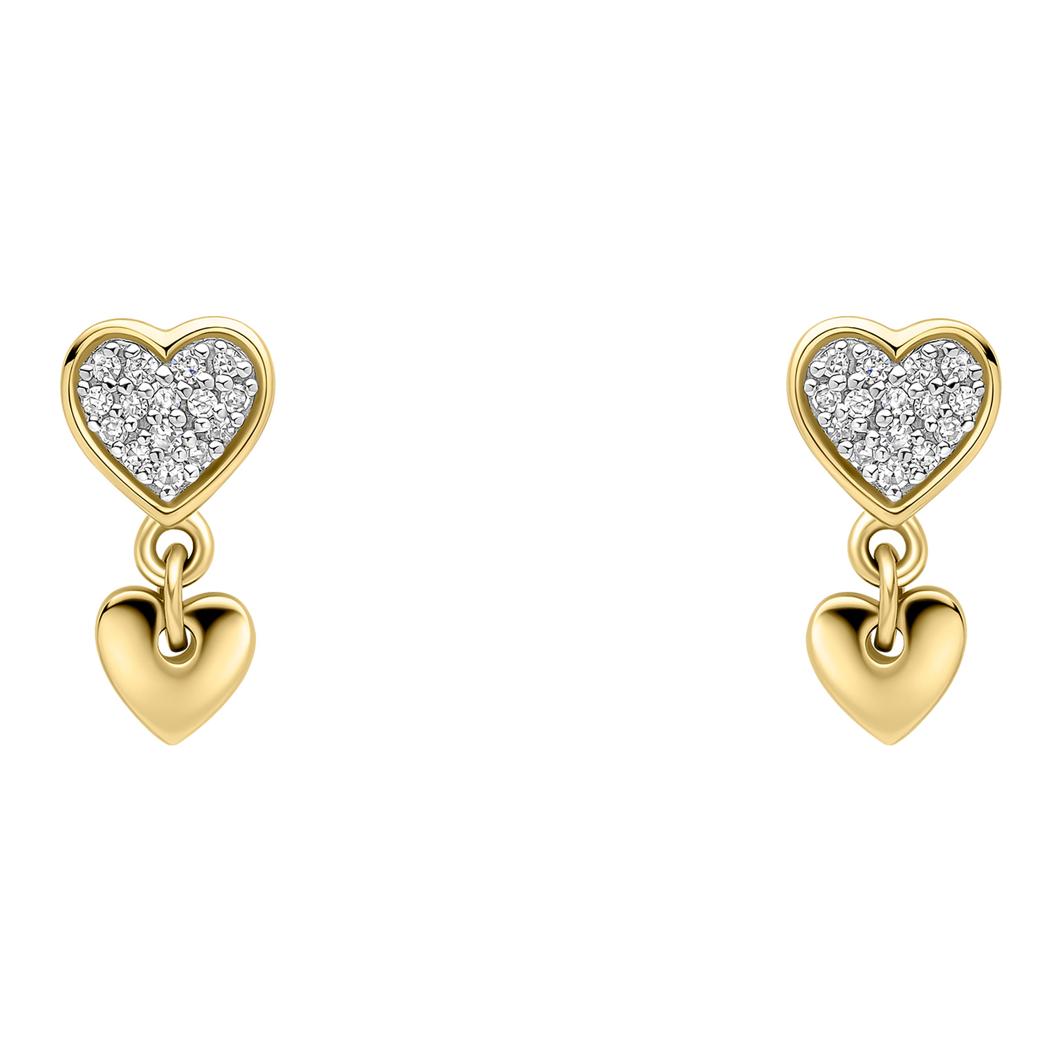 9ct yellow gold stud earrings with diamonds