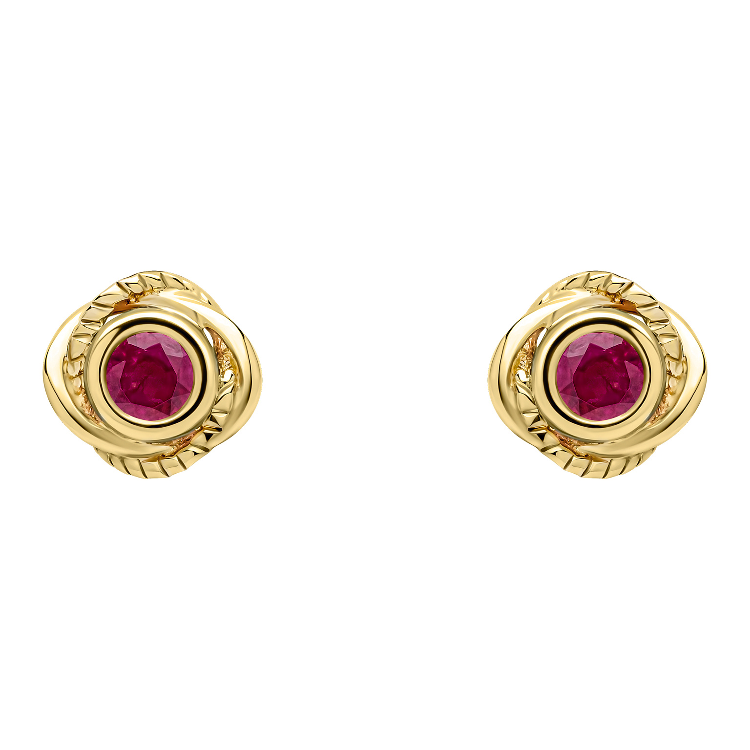 9ct yellow gold earrings with fura ruby