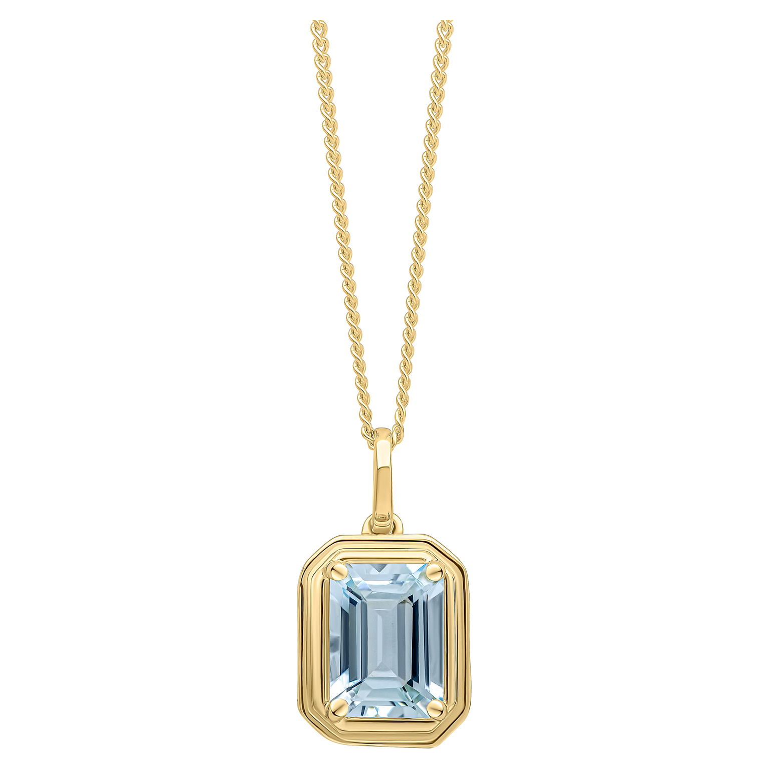 9ct yellow gold pendant with aquamarine