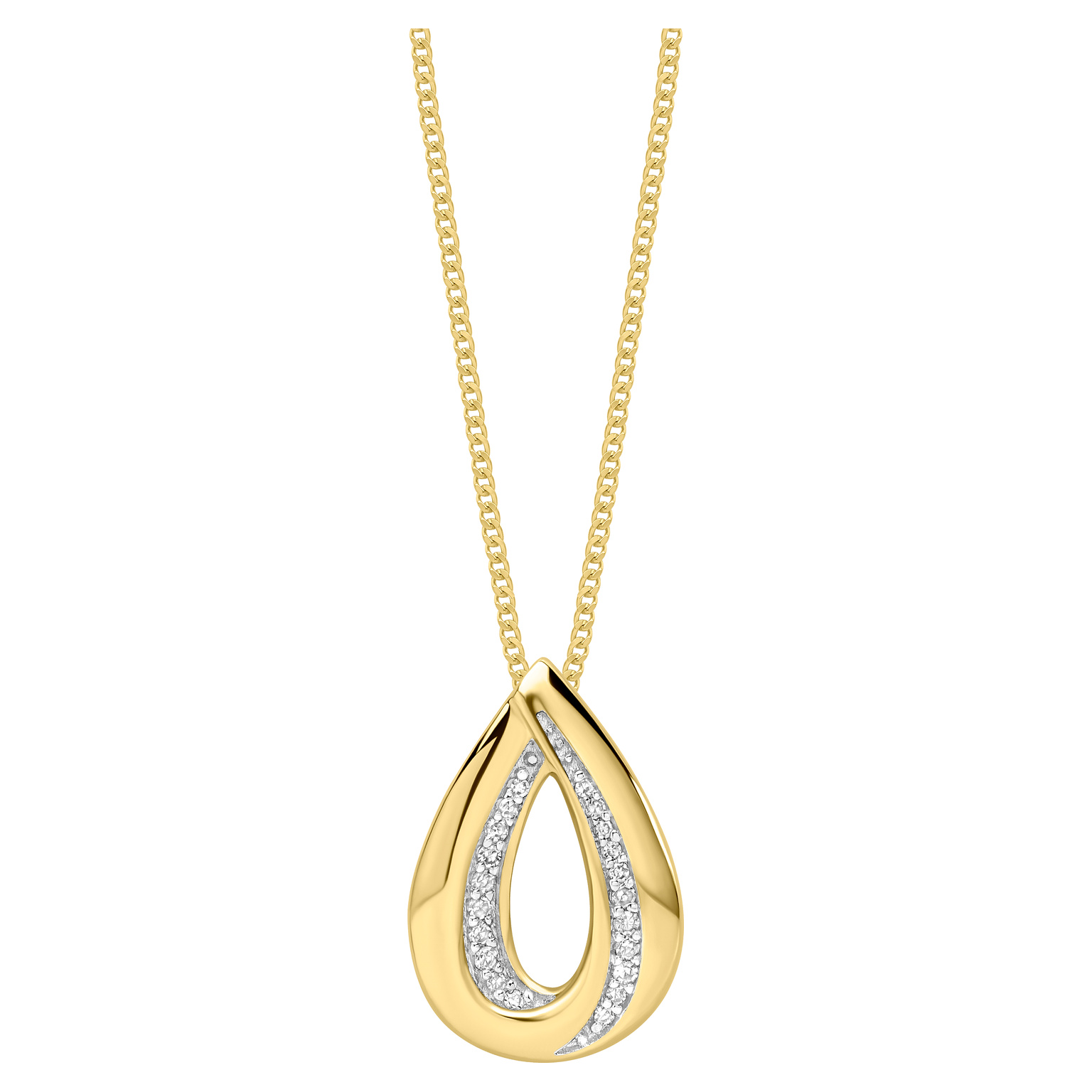 9ct yellow gold pendant with diamonds