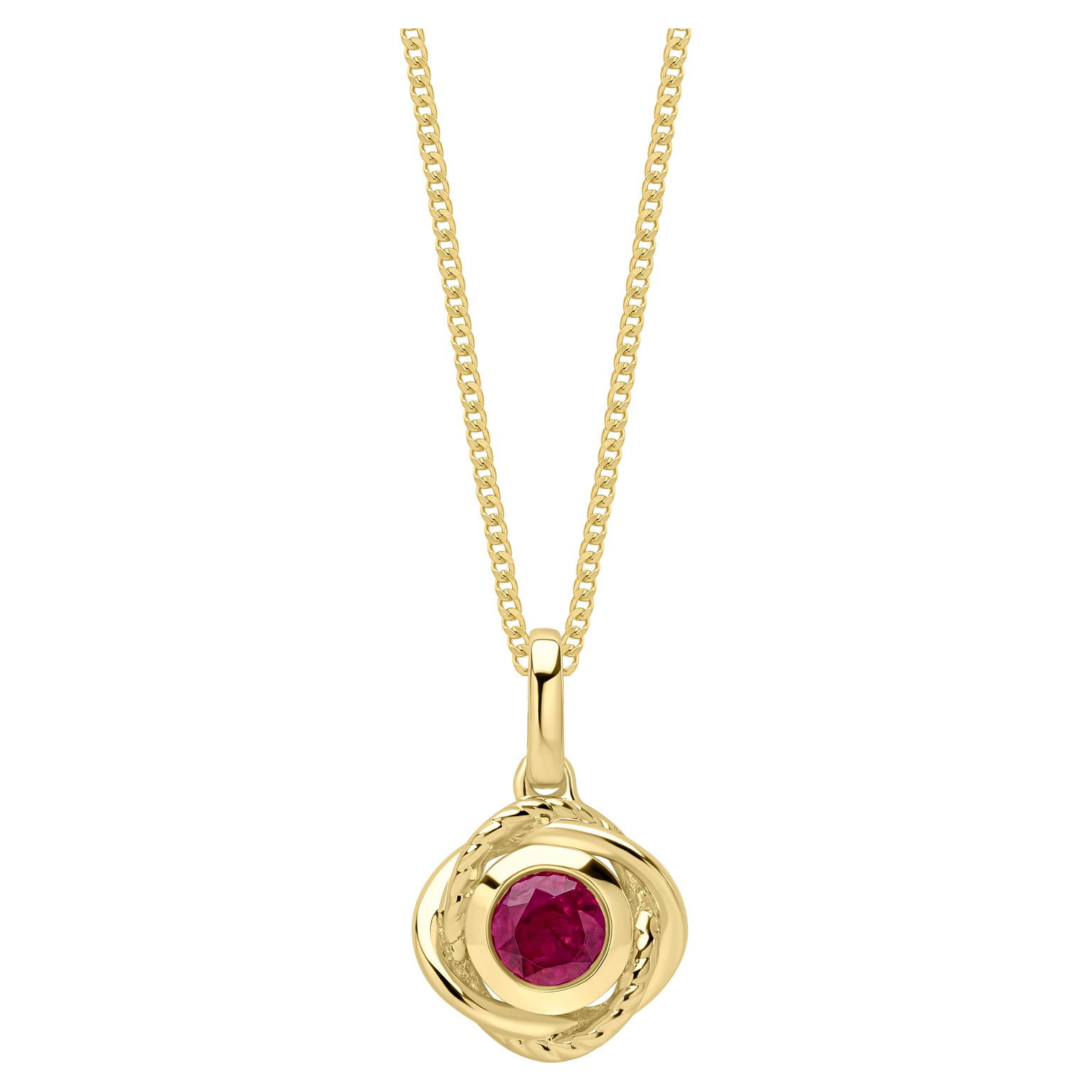 9ct yellow gold pendant with fura ruby