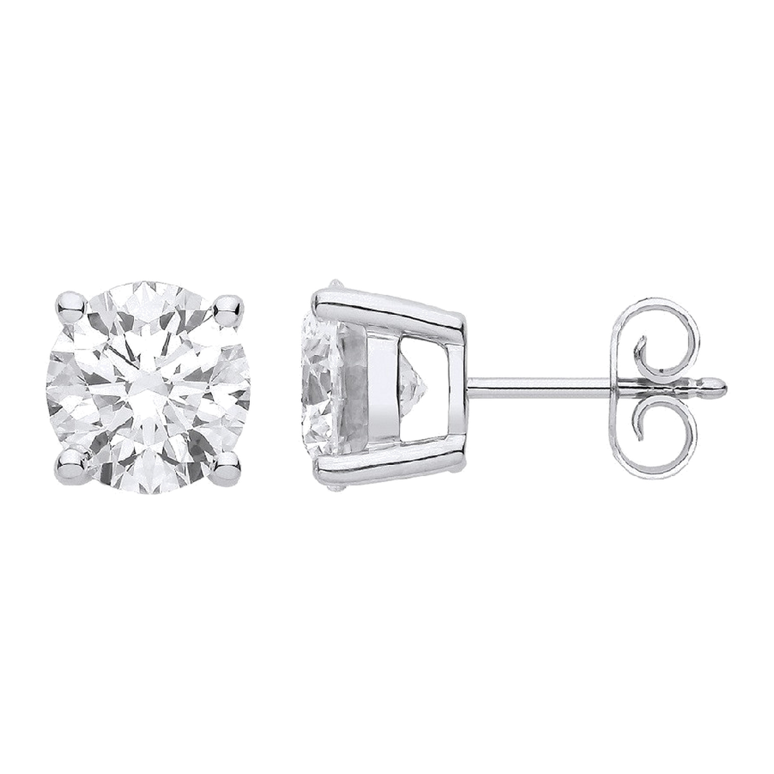 9ct White Gold drop earrings with 1.00 carat lab-grown diamond, VS/D/E