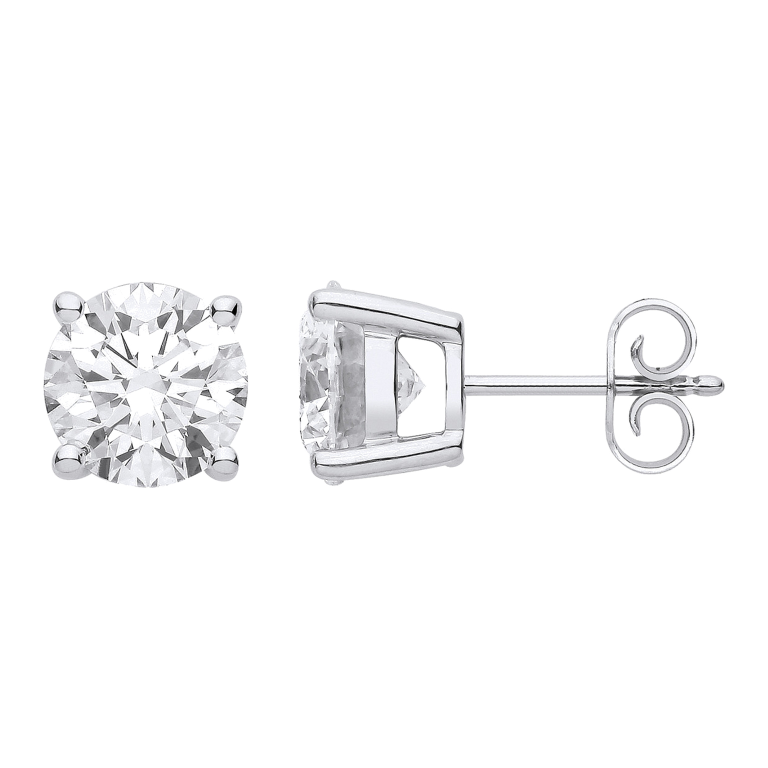9ct White Gold drop earrings with 2.00 carat lab-grown diamond, VS/D/E