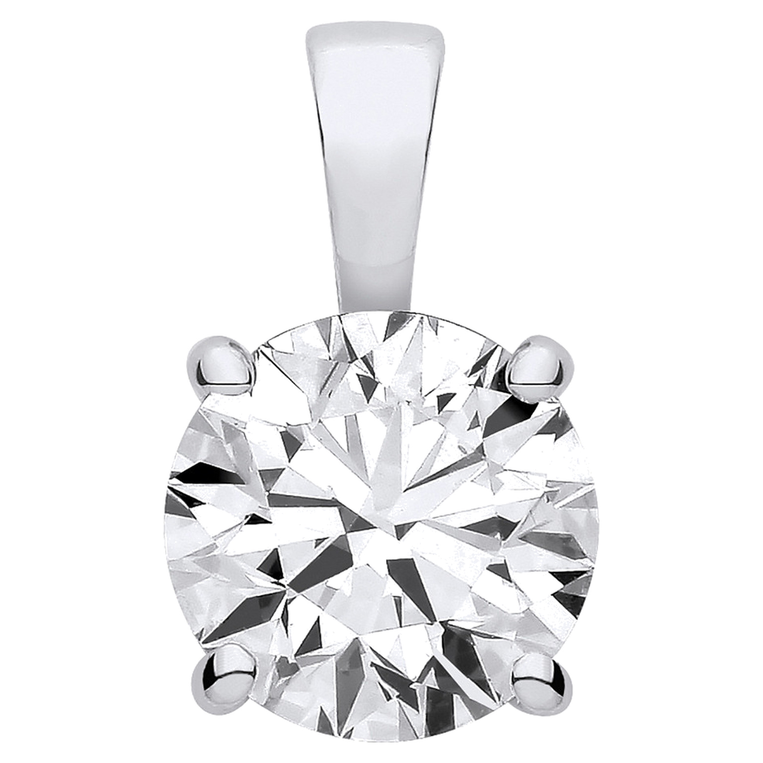 9ct White Gold pendant with 2.00 carat lab-grown diamond, VS/D/E